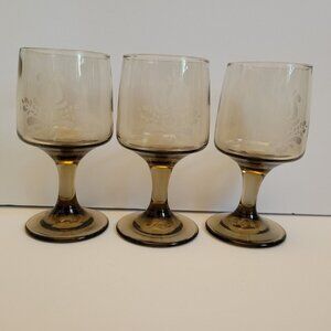 Set Of 3 VILLAGE By PFALTZGRAFF 6oz Wine/Drinking GLASSES COLLECTIBLE VINTAGE